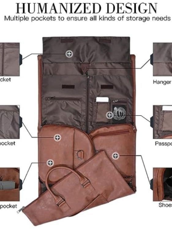 Konvertibel lærreisesekk Brown