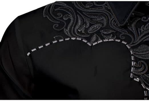 Mænds Western Cowboy Skjorte Mode Slank Pasform Design Black 2 2XL