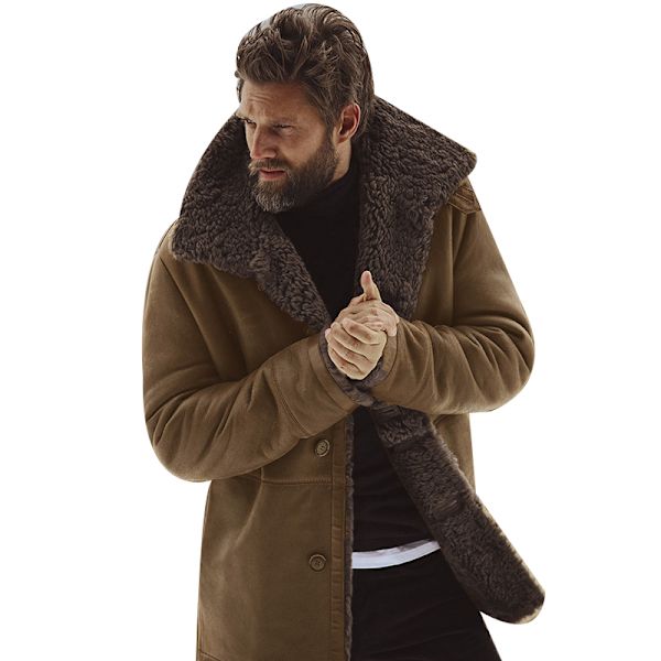 Cromby jacka i brunt fårskinn för män brown XL