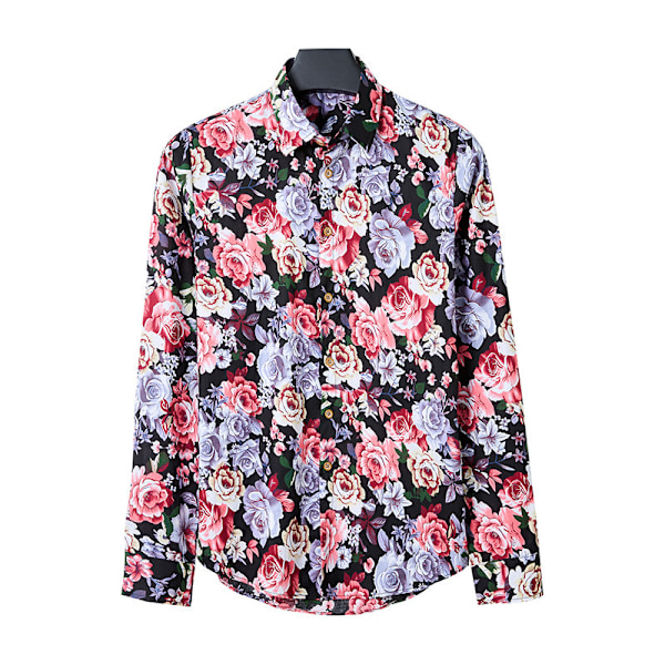 Herr Hawaiian Button Down blommönstrad skjorta color2 L