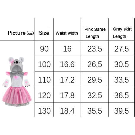 Rosa Koala Klänningar, Handskar & Skor 3-Dels Set för Barn 90cm