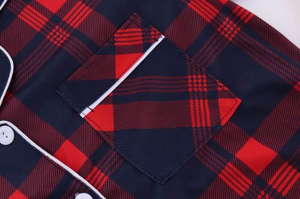 Mælkesilke Langærmet Dame Plaid Skjorte Pyjamas Red M