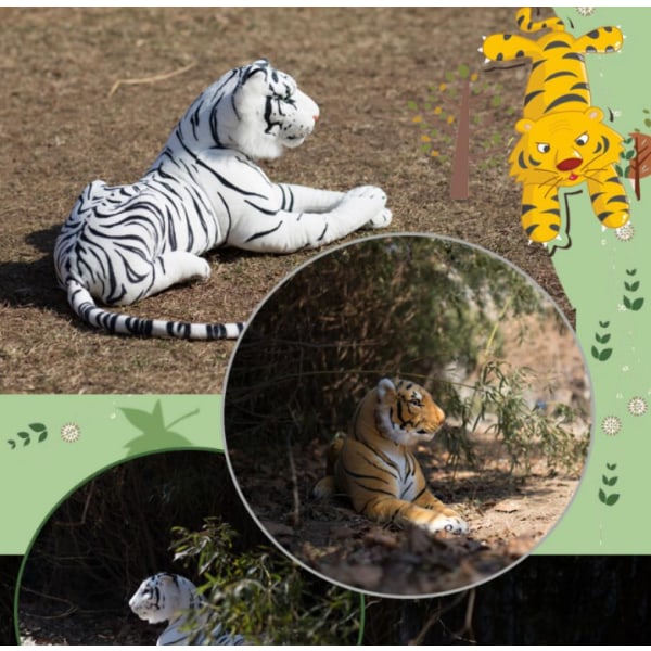 Realistiska mjuka gosedjur Plyschleksak Tiger white 60CM