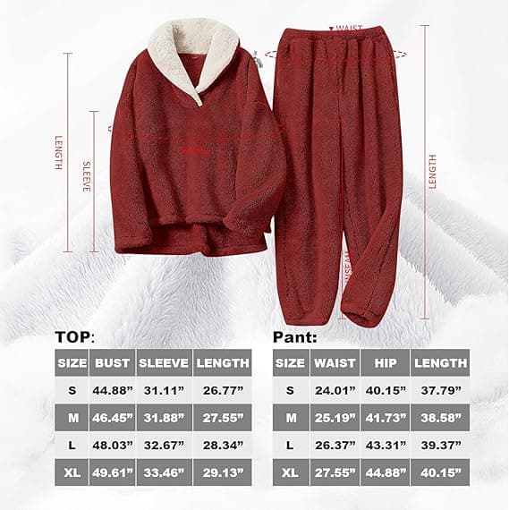 Mjuk och mysig ulltröja pyjamasset för kvinnor Red M