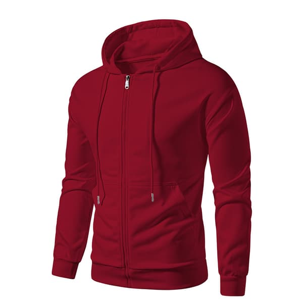 Fleecehettegenser med full glidelås for menn Wine Red XL