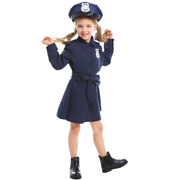 Poliisiupseerin tyttöpoliisin puvustussetti pukeutumisjuhliin 110-120cm