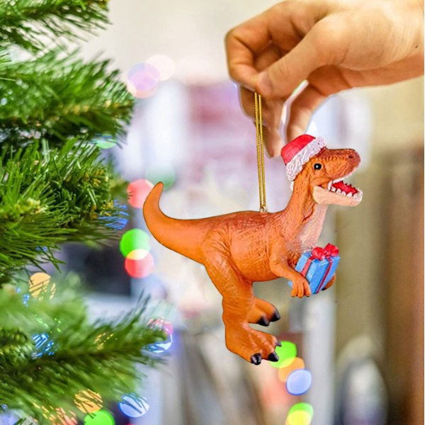 Dinosauriefigurer hängande prydnad för julgran brown