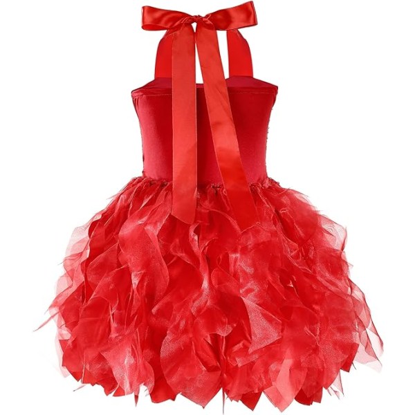 Tutu klänning för flickor Glittrande paljett Tyll Prinsessan Födelsedagsfest Prom Outfit Red 8T
