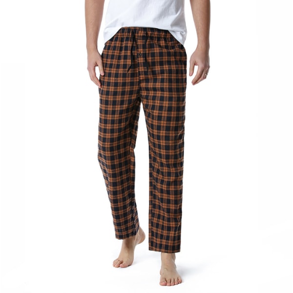 Supermjuka pyjamasbyxor i bomull för män orange M