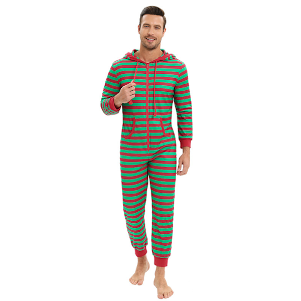 Julpyjamas för vuxna, Onesie-dräkt, Pyjamas för kvinnor, Pyjamasuppsättningar Men Green L