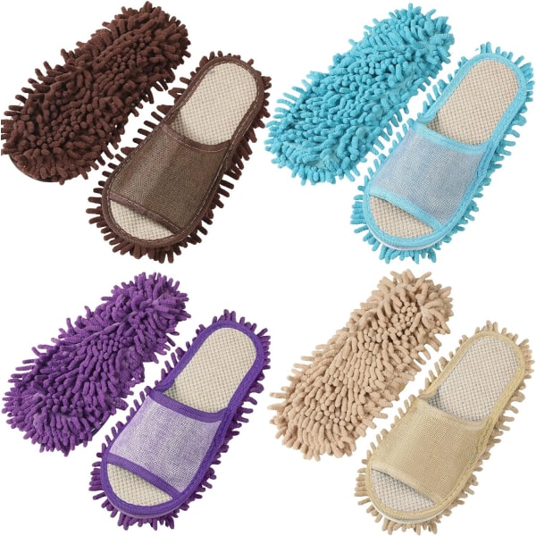 Unisex Slippers Gulvmopper Mænd og Kvinder Husholdningssko Støvfjernende Slippers brown Men L