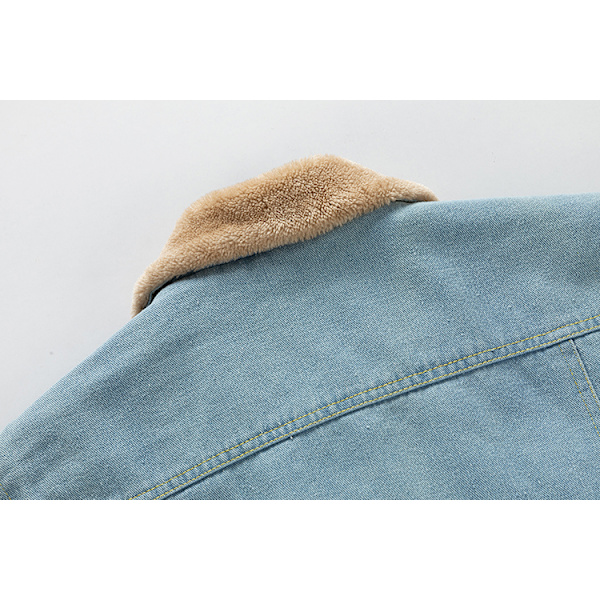 Mænds Fleeceforet Jeansjakke Vinterjakke Light Blue M