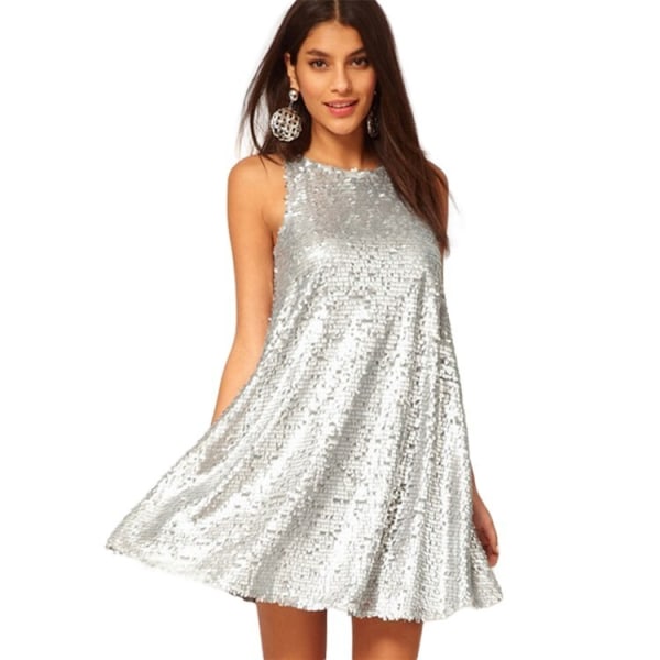 Kvindes Glitter Sequin Kjole Mode Glimmer Festkjoler M