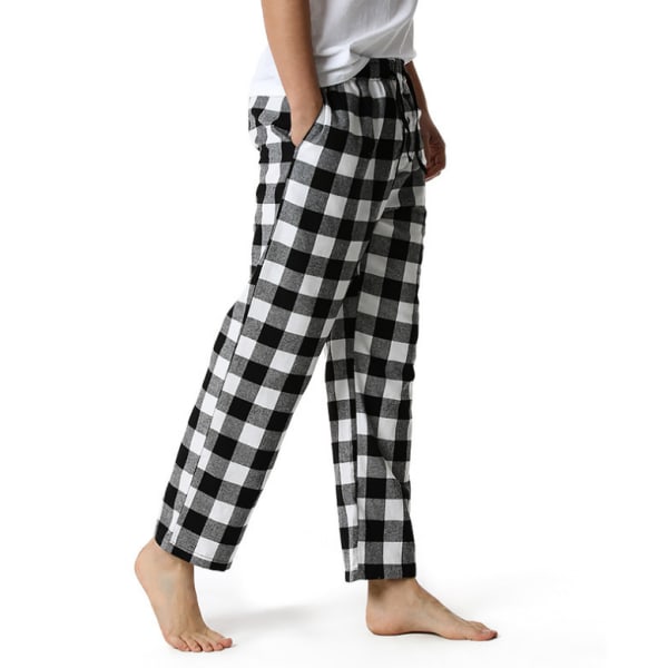 Supermjuka pyjamasbyxor i bomull för män black white L