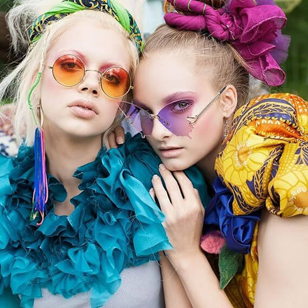 6 Paria Perhonen Muotoisia Kehyksettömiä Aurinkolaseja Vintage-Gradient-Kehyksillä