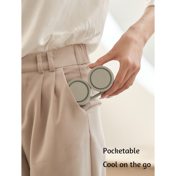 Bærbar halsbåndsventilator, foldbar genopladelig mini-halsbåndsventilator apricot