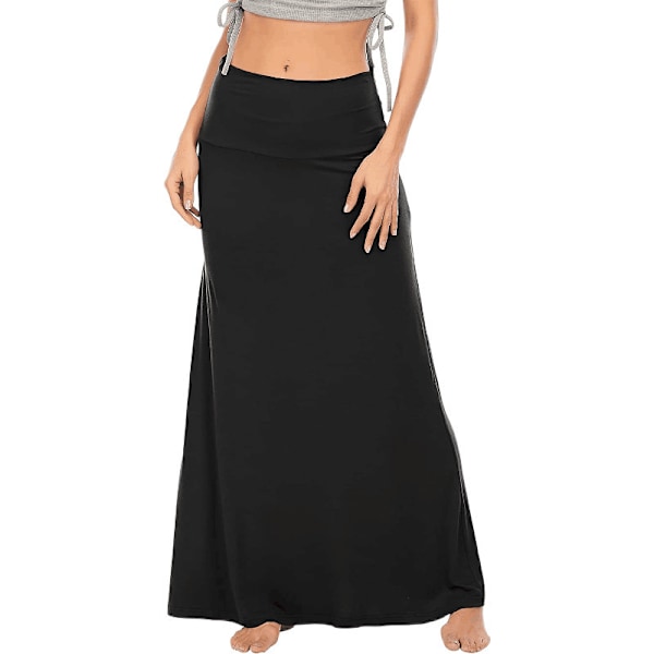 Långa Kjol för Kvinnor Höst Vinter Maxi Kjol Hög Midja black XL