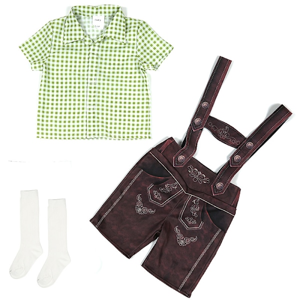 Barn Oktoberfestdräkt Pojkar Bayeriska Lederhosen Dräkt Green M