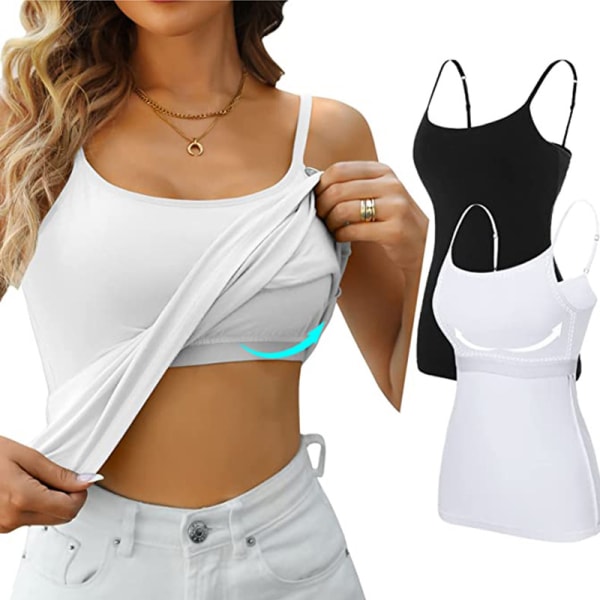 Dam Camisole ärmlös Cami Vest Top Yoga Linne white XL