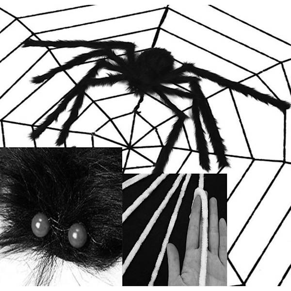 Halloween Dekorativ Sort Pludselig Edderkop 90CM