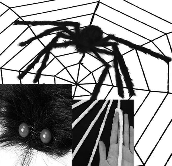Halloween Dekorativ Svart Plysch Spindel 30CM