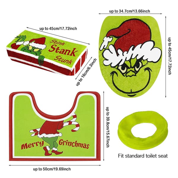 Jule-Grinch Badeværelses Sæt med 4 Dele 4PCS