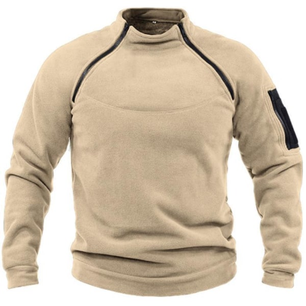 Långärmad tröja med dragkedja för män med rund hals Almond XL
