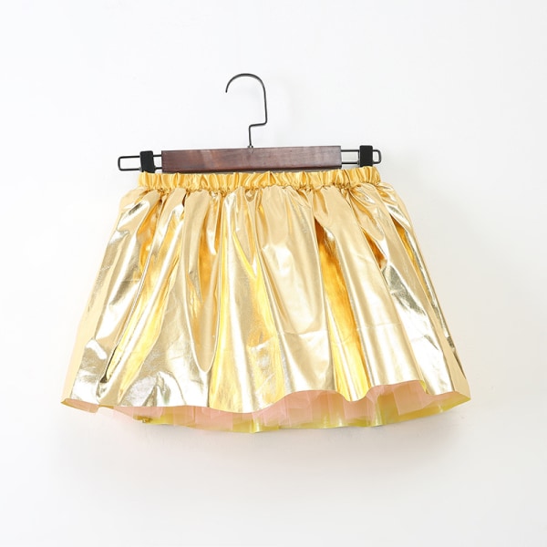 Flickor Glänsande Metallic Dans Mini Skort med hårbåge Golden S