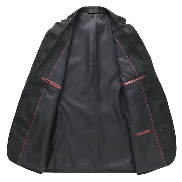 Blommig smokingjacka för män med broderad kostym Black XL