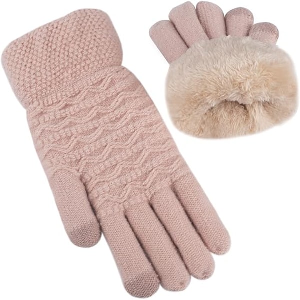 Vinter varma pekskärmshandskar för kvinnor Fleecefodrad handske Pink
