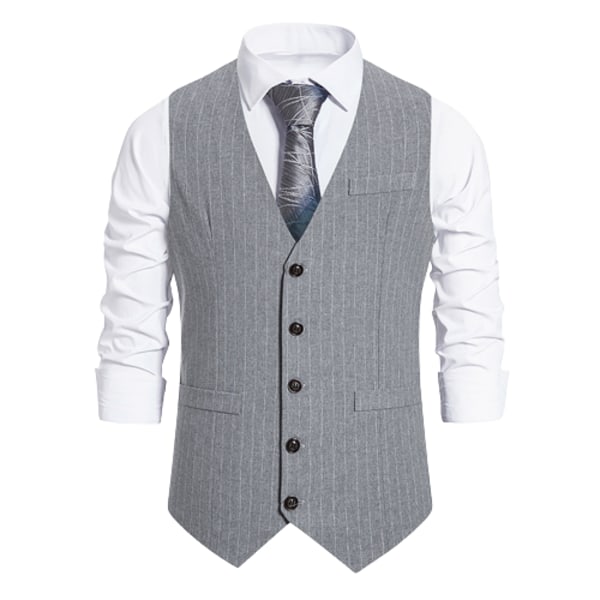 Mænds Formelle Suit Vest Slim Fit Waistcoat Business Vest til Suit Tuxedo grey S