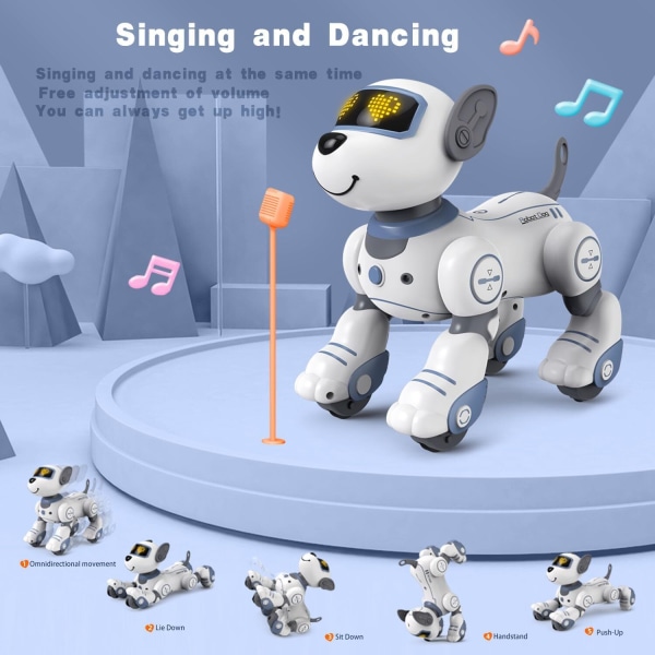 Fjernstyret Robot Hund, RC Interaktiv Intelligent Gående Dansende Robot Legetøj GRAY