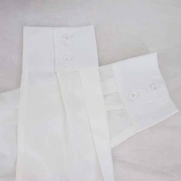 Kvinners Knyteforan Lang Ermet Kort Skjortekjole White 2XL