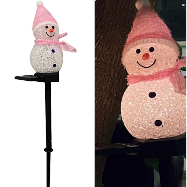 Solar Pathway Lights, Snowman Christmas Pathway Lights pink