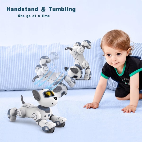 Fjernstyret Robot Hund, RC Interaktiv Intelligent Gående Dansende Robot Legetøj GRAY