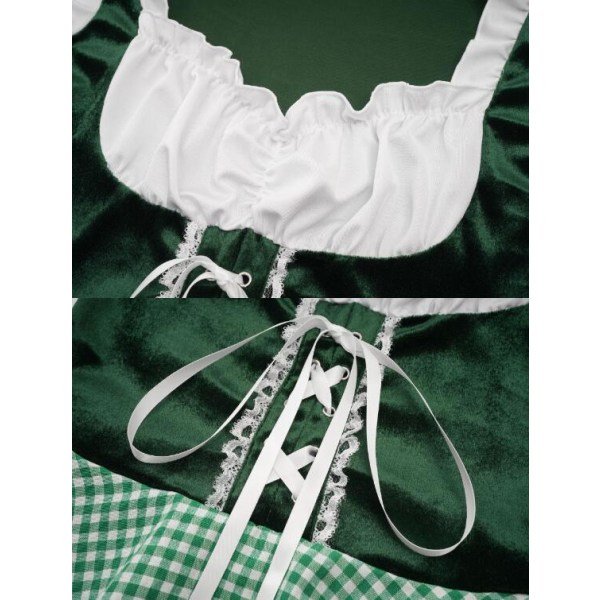 Damkläder Oktoberfest Snörning Rutiga Uniform Green M