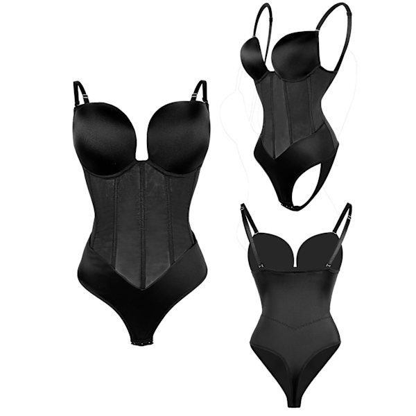 Damer i ett stycke Shapewear lår smalare kroppsformare Black L