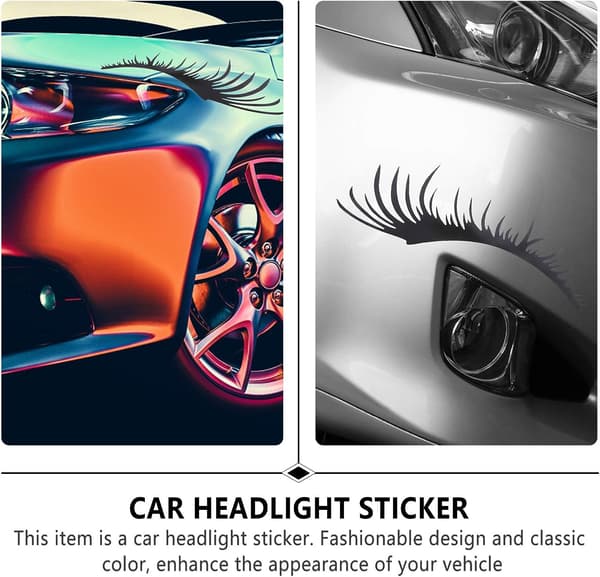 2 Par Eyelash-Dekaler til Bilens Frontlykter Black