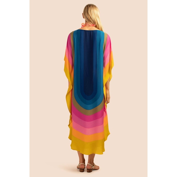 Kvindes Regnbue Plus Size Strand Skjortekjole Blue