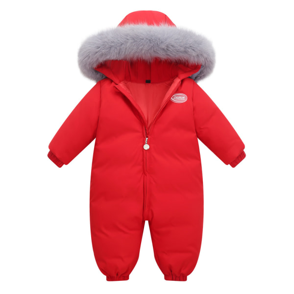 Baby Girls Winter Romper, Snowsuit Down Skiduit Tjock Jumpsuit Red 70cm