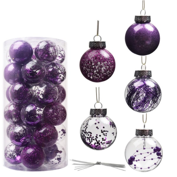 30 st Klara julkulsprydnader purple