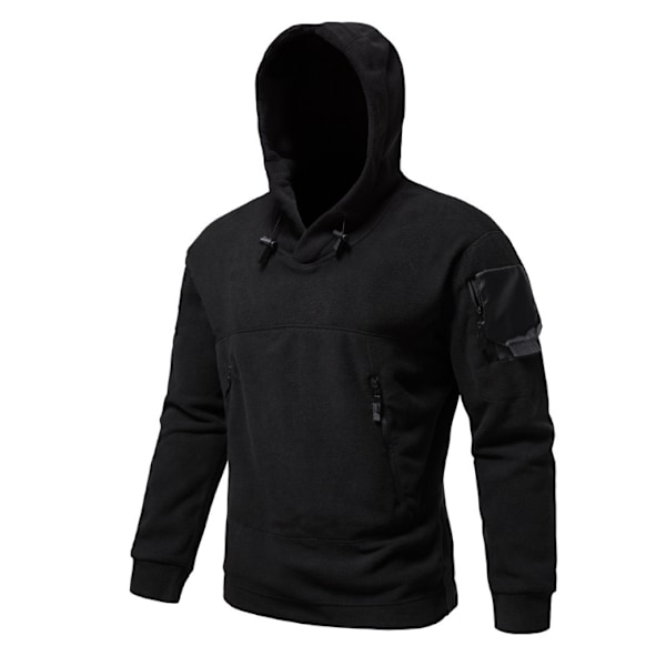 Långärmade luvtröjor i fleece för män black M