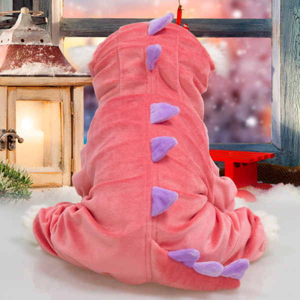 Halloween Dinosaur Hoodie Kostume til Hunde Pink S