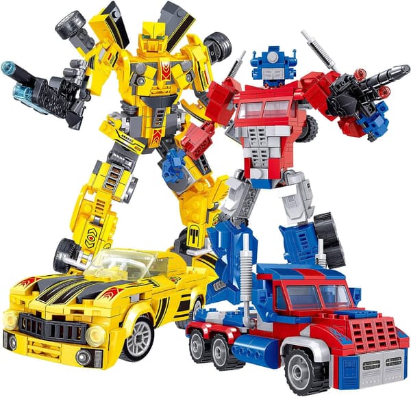 Transformerende Byggesett, Samleobjekt 2 i 1 Transformerende Robot Blokksett 2 pcs