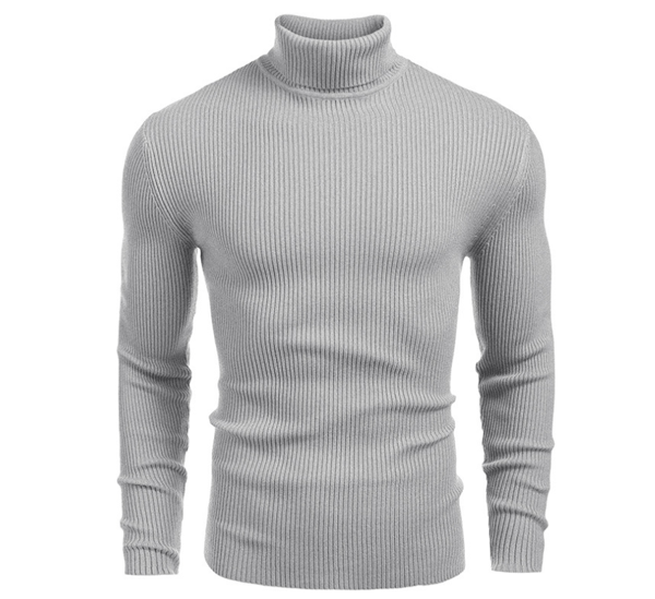 Halsduktröja för män, långärmad, pullover Gray XXL