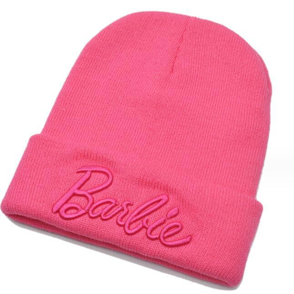 Kubisk Broderad Rosa Stickad Ullhatt Watermelon Red
