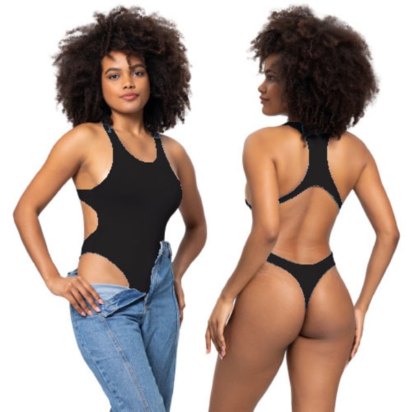 Shapewear bodysuit för kvinnor magkontroll Seamless Thong Black 3XL