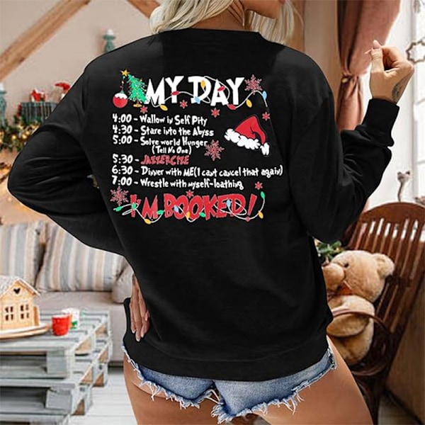 Merry Christmas Tröja Kvinnor Jul Långärmad Tröja Blus Topp Red L