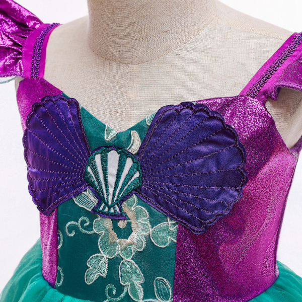 Lilla Sjöjungfrun Kostym för Flickor Sjöjungfruklänning, Klä Upp Tillbehör Ariel Prinsessa 100cm