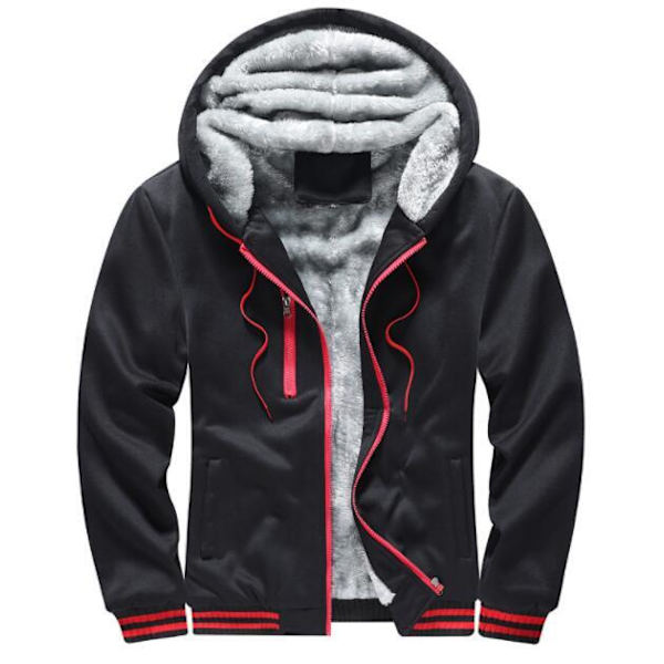 Luvtröjor herr Vintertröja med dragkedja i fleece Black M